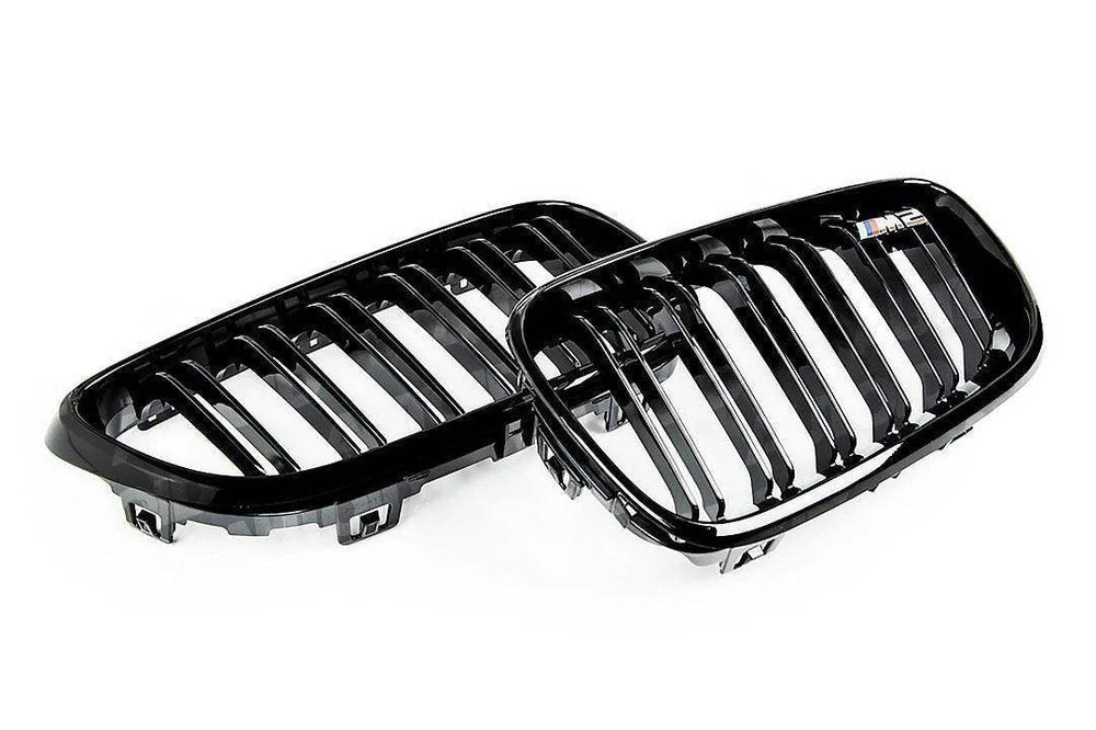 BMW 2 Series, M235i & M240i F22 F23 Gloss Black Front Kidney Grilles (2014-2020)